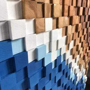 INCROYABLE DÉCOR MURAL MOSAÏQUE EN BOIS ABSTRAIT Fait à la main Style Eco Art mural Premium sur mesure - Product Image 3