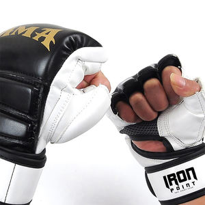 2023ถุงมือหนังพีวีซีครึ่งนิ้วคุณภาพสูงสำหรับผู้ใหญ่นวมชกมวยศิลปะการต่อสู้ MMA - Product Image 2