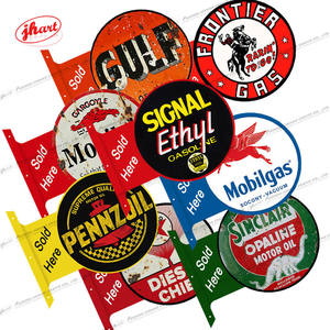 Olio motore a benzina con stampa UV su entrambi i lati personalizzato venduto <span class=keywords><strong>qui</strong></span> flangia rotonda targa in latta Man Cave Garage <span class=keywords><strong>Bar</strong></span> Wall Decor Metal Sign - Product Image 1