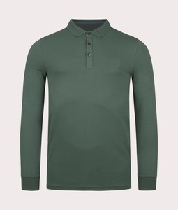 Hombres de manga larga casual Polo camisetas de ajuste regular transpirable cuello redondo camisas - Product Image 3