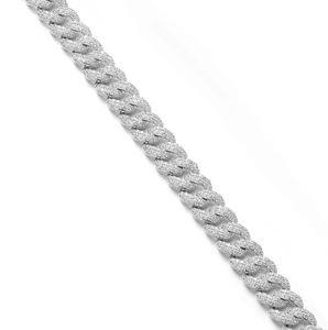 Chaîne cubaine en or blanc de 13 mm, chaîne cubaine en moissanite glacée VVS, acier inoxydable 925, pendentifs et breloques fins - Product Image 2