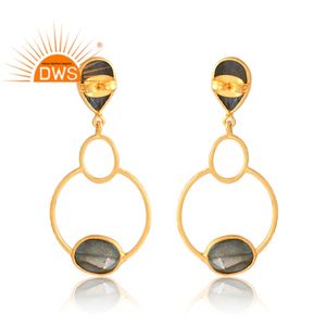 Última Venta de latón 18K chapado en oro labradorita piedra preciosa colgante pendiente Demi joyería fina para mujer regalo para ella - Product Image 2