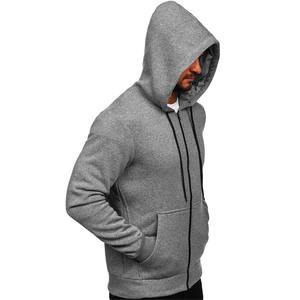 <b>Mens</b> Fitness Workout Cotton-Gray Classic <b>Grey</b> Zipper Hooded Thermal Hoodie for <b>Men</b> Winter - Product Image 4