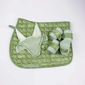 Ensemble de protège-selles et de protège-jambes pour cheval CST 103, imprimé léopard, tissu en maille, très respirant, confort pour le cheval - Product Image 1