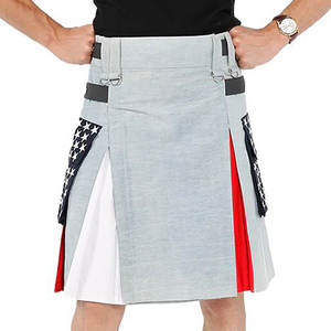 Kilt en jean pour homme US FLAG 2026, kilt utilitaire moderne américain patriotique avec bretelles réglables et poches cargo - Product Image 6