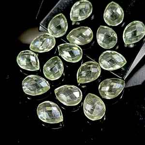 Cuentas de Amatista Verde en Forma de Pera, Facetadas, Briolette, 9x12 mm, Pares Combinados - Product Image 1