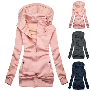 Women Hooded Jacket Solid Drawstring <b>Tight</b> Waist Plush Hoodie Coat Thick Multi Pockets Cardigan <b>Winter</b> Coat Lady Sweatshirt - Product Image 3