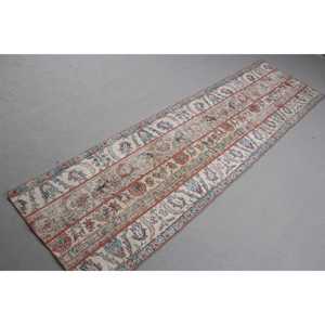 Alfombra Turca Vintage de 2,2x8,2 pies, Alfombra de Pasillo, Alfombra con Rayas Azules - Product Image 4