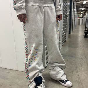 Suministro directo de fábrica Nuevo estilo Pantalones de diamantes de imitación de algodón Nueva llegada Logotipo personalizado Hombres Pantalones de diamantes de imitación - Product Image 2