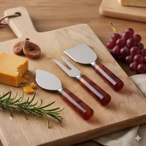 Ensemble de service à fromage classique en acier inoxydable avec poignée en marbre et résine - Product Image 5