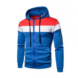 Logo personnalisé Polyester mélangé Pull Full Zip Up Color Block Hoodies Vierge Surdimensionné Deux Tons Chien Porter Coton Polaire À Capuche - Product Image 5