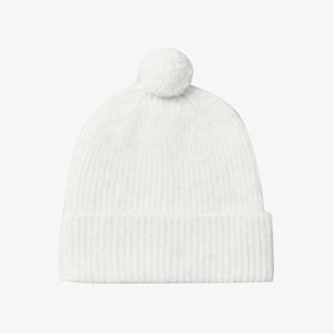 Bonnet en acrylique personnalisé avec logo, fabriqué au Pakistan, bonnet en tricot blanc avec pompon, tissu tricoté chaud, vêtements d'hiver - Product Image 1