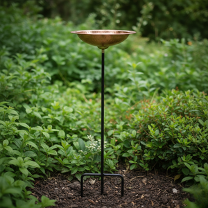 Bol à oiseaux de jardin en cuivre martelé artisanal avec piquet en métal, mangeoire à oiseaux d'extérieur, bol à eau pour la cour, la pelouse, la terrasse, décoration - Product Image 2