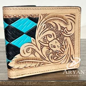 Cartera de Cuero Vacuno Premium 2025, Hecha a Mano, con Grabado de Cuero Genuino, Estilo Casual, Tarjetero, Monedero, Billetera Bifold - Product Image 1