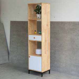 Étagère décorative de salon de type vertical 40x30x160cm avec tiroirs en bois d'hévéa KTB68144 - Product Image 2