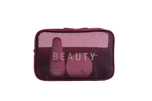 กระเป๋าตาข่ายใส่ของแบบมีโลโก้ กระเป๋าใส่เครื่องสำอางแบบพกพา กระเป๋าเครื่องสำอางไนลอนใสแบบมีซิป - Product Image 6