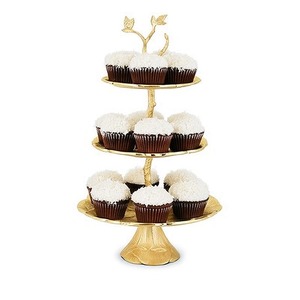 Decorative metal chocolate serving tray gold finished with intricate detailing, perfect for stylish dessert presentations - Product Image 2