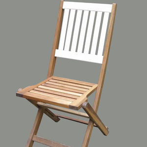 Chaise pliante d'extérieur durable, légère, écologique, dossier peint en PU, finition naturelle en acacia - Product Image 1