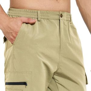 Nouveaux pantalons cargo mi-lourds à lavage foncé, conçus sur mesure, pour hommes, taille mi-haute, coton, streetwear sportif, service OEM, devant plissé - Product Image 2