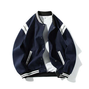 แจ็กเก็ตเบสบอลแบบปักโลโก้ตามสั่งเสื้อแจ็กเก็ตกีฬาทรงหลวมสำหรับผู้ชายเสื้อแจ็คเก็ตบอมเบอร์เสื้อแจ็คเก็ตแขนหนังสำหรับผู้ชายดีไซน์ที่มีคุณภาพ - Product Image 4