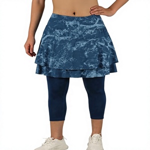 High Waist Navy Blue Full Length Flared Leg Yoga <b>Skirt</b> Elastic Waist Breathable Spandex Cotton Tummy Control <b>Shapewear</b> for Women - Product Image 1