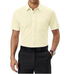 Chemises habillées pour hommes en gros, manches courtes, motif à carreaux, 100% coton, coupe ajustée, formelles, couleur unie, respirantes - Product Image 3