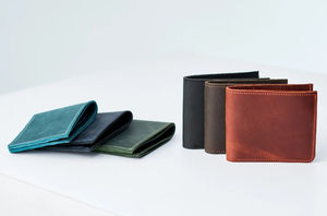 Pochette avant en cuir porte-cartes personnalisé Crazy Horse portefeuille pour hommes à deux volets en cuir véritable portefeuilles prix de gros personnalisé - Product Image 6