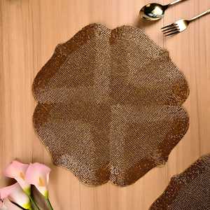 Mantel Individual Hecho a Mano con Cuentas Doradas y Tela, 36x36 cm, Diseño Sólido, para Uso Doméstico, Versátil y de Fácil Mantenimiento - Product Image 3