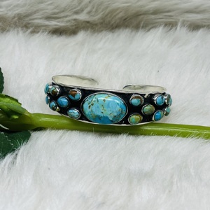 Mohave Turquoise Cuff in Sterling Silver Silver 925 Cuff for Sale Silver <b>Bracelet</b> in Turquoise - Product Image 3