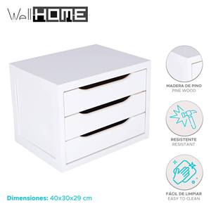 WELL HOME Cassettiera in Legno Bianco con 3 Cassetti 40x30x29cm - Product Image 2