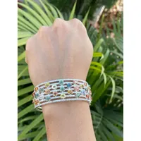 Bracelet jonc fin en saphirs naturels multicolores, en argent sterling 925 plaqué rhodium, géométrique, fait main, bijou de luxe en pierres précieuses