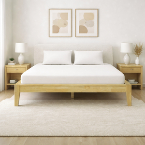 Minimalist Eco-Friendly Wooden <b>Bed</b> Japanese Joinery Rubberwood <b>Bed</b> <b>Frame</b> Tool-Free Bedroom Furniture Vietnam furniture OEM - Product Image 1