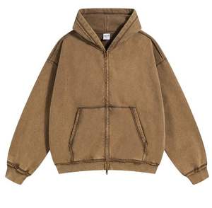 Sweat-shirt à capuche personnalisé en coton délavé, taille plus, pour homme, manches longues, style vintage - Product Image 1