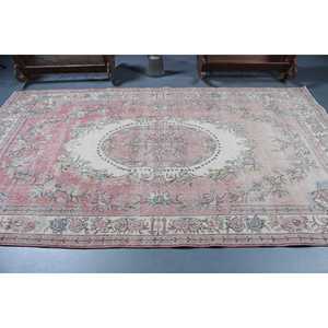 Tapis turc vintage 5,9x9,9 pieds, grand tapis en laine rouge à pois - Product Image 3