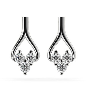 Pendientes colgantes de diseño con corte redondo, diamante cultivado en laboratorio de 1.05 quilates en platino, regalo de aniversario de boda - Product Image 1
