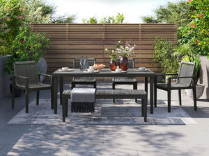 Moderno Juego de Comedor Rectangular de Mimbre Resistente con Cómodas Sillas de Jardín para Uso en Exteriores en Casa y Villa - Product Image 6