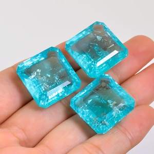 Gema de Aguamarina Azul Expansiva Cultivada en Laboratorio, Corte Cuadrado, para Engaste y Fabricación de Joyas - Product Image 3