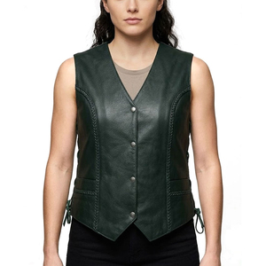 Chaleco de Cuero para Mujer con Material Exterior Resistente, Ajuste Cómodo, Superficie Lisa, Diseño sin Mangas, Cierre de Cremallera Seguro - Product Image 6