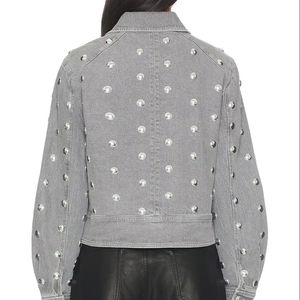 Pakistan Made High Quality Denim Jacket Winter Casual Stand Collar Zipper Oversized Windproof Breathable Solid/<b>Dot</b> <b>Eco</b>-Friendly - Product Image 2