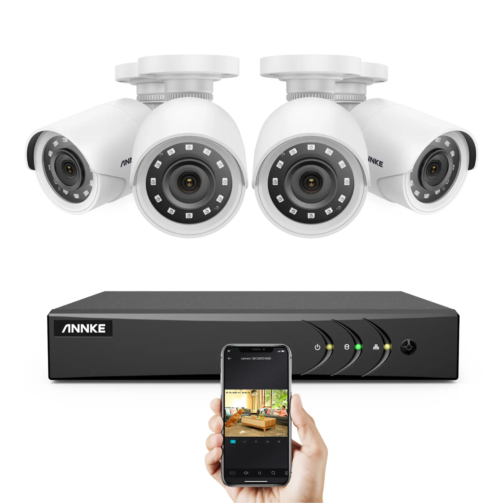 ANNKE 4pcs 1080p HD CCTV-Überwachungs kamera 100ft EXIR Nachtsicht 8CH 5MP 5 in 1 DVR-Überwachungs kamerasystem