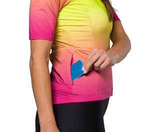Maillot de Ciclismo Degradado para Mujer, Manga Corta, Amarillo Neón a Rosa, Cierre Completo, Ropa para Bicicleta de Carretera - Product Image 3