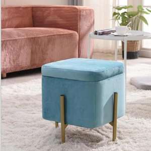 Otomana Redonda de Terciopelo con Base Dorada, Muebles Personalizados para Sala de Estar, Otomana Moderna para Sala de Estar, Taburete Acolchado - Product Image 4