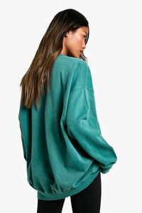 Sweat-shirt pour femme en maille longue et chaude, imprimé, surdimensionné, respirant, en coton polaire, intérieur lisse, confortable, col montant - Product Image 2