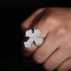 Baguette Cut Moissante Iced Out Cross <b>Ring</b> for <b>Men</b> Luxulry S925 Silver Diamond Hip Hop Jewelry - Product Image 5