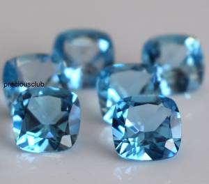 Topacio Azul Suizo Natural, Corte Cojín, 7 mm, Facetado - Topacio Azul Suizo Suelto, Corte Cojín - Product Image 1