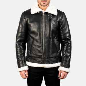 Vestes en cuir Slim Fit de style de meilleure qualité pour hommes en cuir d'agneau pur Pakistan Pu véritable motard vestes en cuir de fourrure d'hiver avec doublure - Product Image 5