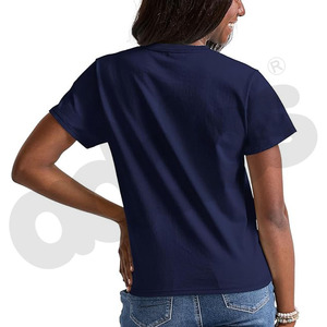 T-shirt essentiel en coton pour femme, col rond, design personnalisé, col en V, coupe ample, anti-plis et respirant, idéal pour l'été - Product Image 2
