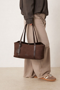Bolso Tote de Lona Marrón con Cierre de Cremallera Impermeable y Logotipo Personalizado, OEM ODM, Bolso de Mano y Hombro para Mujer - Product Image 1