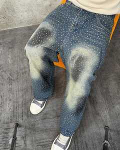 Estrellas diamantes de imitación decorados sueltos cómodos High Street moda estilo americano Jeans para primavera invierno botón decoración transpirable - Product Image 4