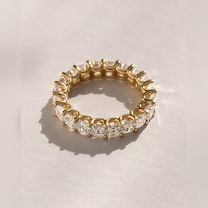 Bague d'éternité pleine taille Asscher en argent, or, platine, 10K, 14K, 18K, bague de promesse d'anniversaire, bijoux - Product Image 4